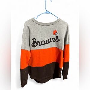 Cleveland Browns Colorblock Crewneck Sweatshirt - Gray/Orange/Brown